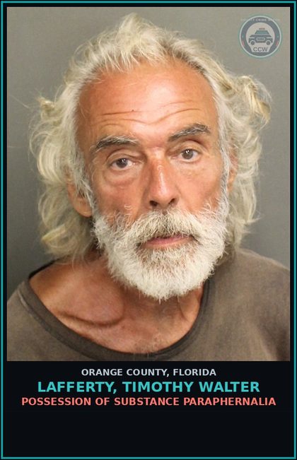 CCW arrest card for LAFFERTY, TIMOTHY WALTER in Orange County: POSSESSION OF DRUG PARAPHERNALIA