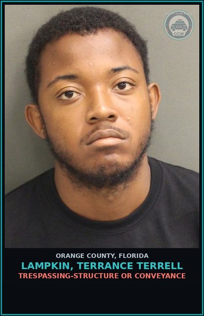 CCW arrest card for LAMPKIN, TERRANCE TERRELL in Orange County: VIOLATION OF PROBATION - OUT OF COUNTY