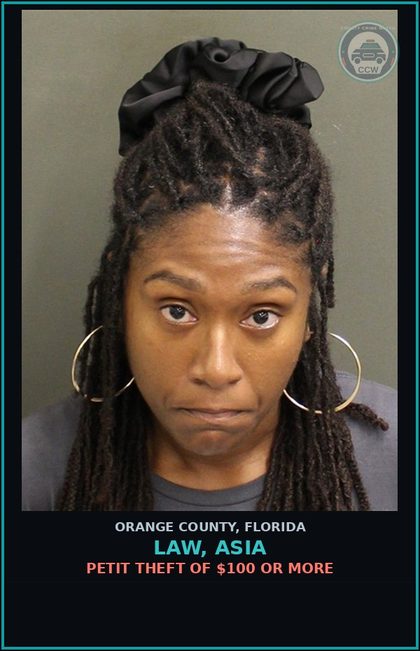 CCW arrest card for LAW, ASIA in Orange County: PETIT THEFT OF $100 OR MORE
