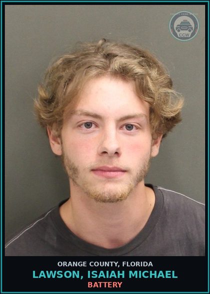 CCW arrest card for LAWSON, ISAIAH MICHAEL in Orange County: BATTERY