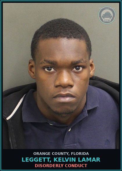 CCW arrest card for LEGGETT, KELVIN LAMAR in Orange County: DISTURB SCHOOL/ASSEMBLIES