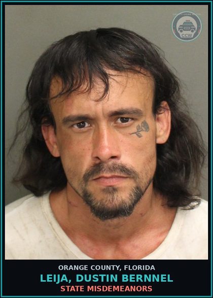 CCW arrest card for LEIJA, DUSTIN BERNNEL in Orange County: STATE MISDEMEANORS