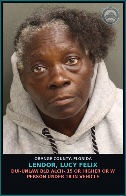 CCW arrest card for LENDOR, LUCY FELIX in Orange County: URINATING OR DEFECATING IN PUBLIC