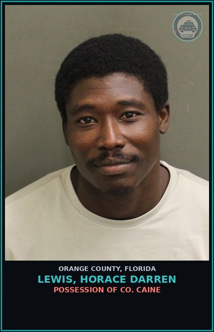 CCW arrest card for LEWIS, HORACE DARREN in Orange County: POSSESSION OF COCAINE