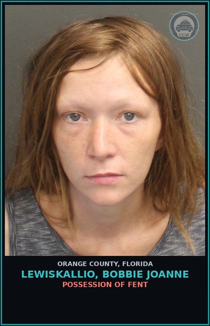 CCW arrest card for LEWISKALLIO, BOBBIE JOANNE in Orange County: POSSESSION OF Fent