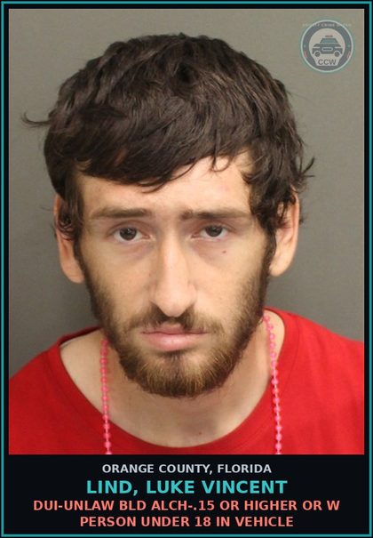 CCW arrest card for LIND, LUKE VINCENT in Orange County: CAMPING PROHIBITED; EXCEPTIONS