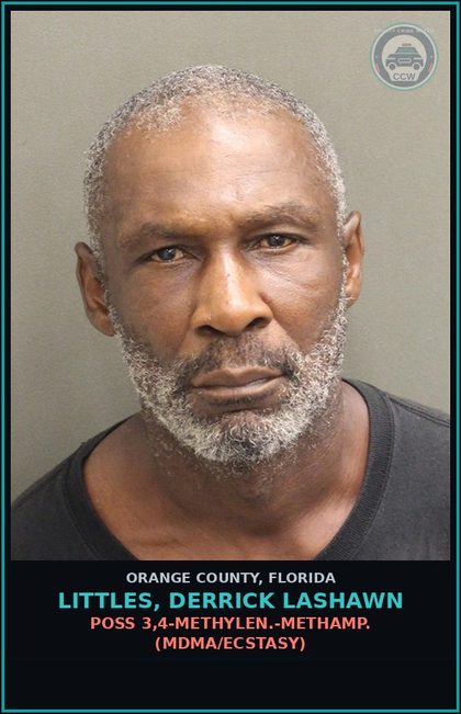 CCW arrest card for LITTLES, DERRICK LASHAWN in Orange County: POSS 3,4-METHYLEN.-METHAMP. (MDMA/ECSTASY)