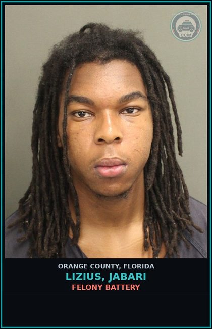CCW arrest card for LIZIUS, JABARI in Orange County: FELONY BATTERY