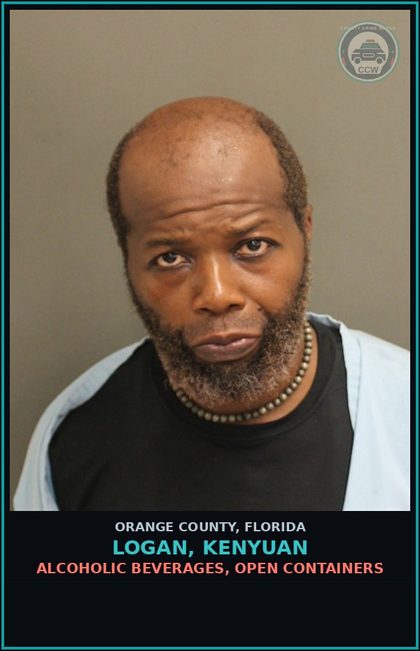 CCW arrest card for LOGAN, KENYUAN in Orange County: ALCOHOLIC BEVERAGES, OPEN CONTAINERS