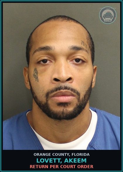 CCW arrest card for LOVETT, AKEEM in Orange County: RETURN PER COURT ORDER