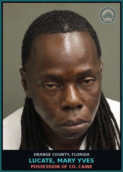 CCW arrest card for LUCATE, MARY YVES in Orange County: POSSESSION OF COCAINE
