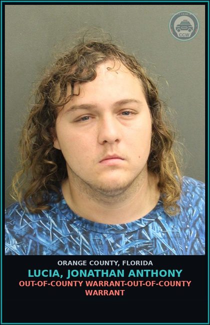 CCW arrest card for LUCIA, JONATHAN ANTHONY in Orange County: OUT-OF-COUNTY WARRANT-OUT-OF-COUNTY WARRANT