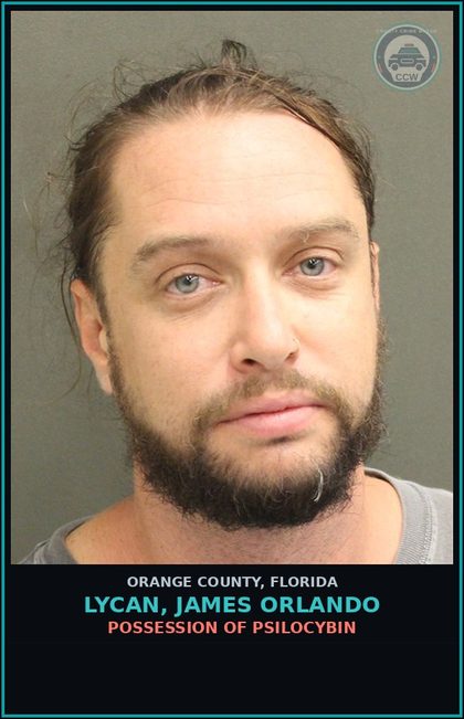 CCW arrest card for LYCAN, JAMES ORLANDO in Orange County: POSS. OF Canna W/INTENT TO SELL/DELIVER