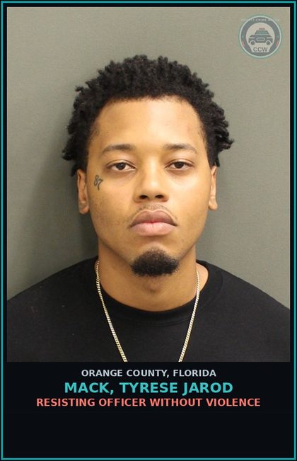 CCW arrest card for MACK, TYRESE JAROD in Orange County: ALCOHOLIC BEVERAGES, OPEN CONTAINERS