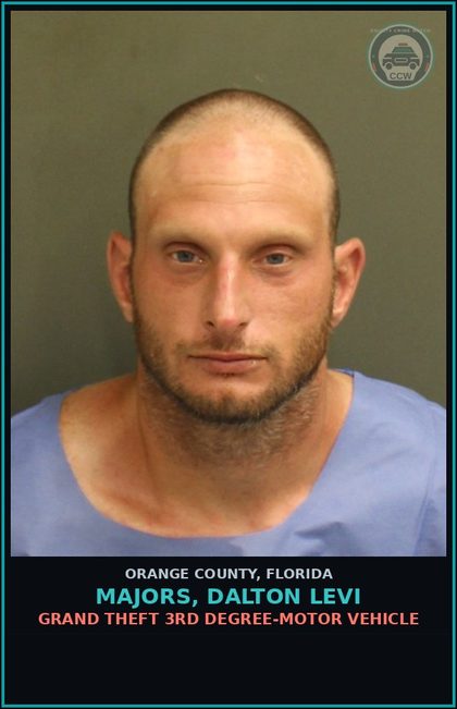 CCW arrest card for MAJORS, DALTON LEVI in Orange County: GRAND THEFT 3RD DEGREE-MOTOR VEHICLE