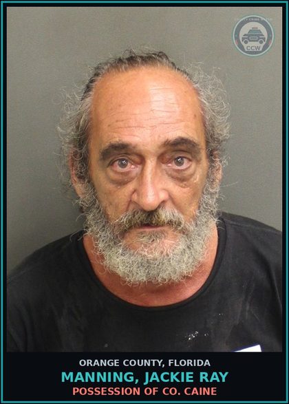 CCW arrest card for MANNING, JACKIE RAY in Orange County: POSSESSION OF COCAINE