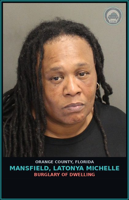 CCW arrest card for MANSFIELD, LATONYA MICHELLE in Orange County: VIOLATION OF PTR COND. ON DOM. VIOL. CASE