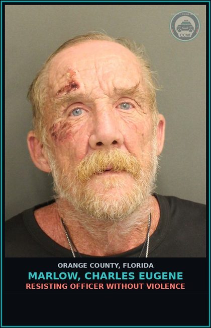 CCW arrest card for MARLOW, CHARLES EUGENE in Orange County: RESISTING OFFICER WITHOUT VIOLENCE