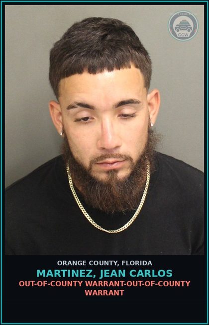 CCW arrest card for MARTINEZ, JEAN CARLOS in Orange County: OUT-OF-COUNTY WARRANT-OUT-OF-COUNTY WARRANT