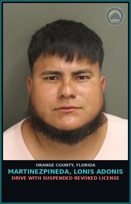 CCW arrest card for MARTINEZPINEDA, LONIS ADONIS in Orange County: DRIVE WITH SUSPENDED REVOKED LICENSE