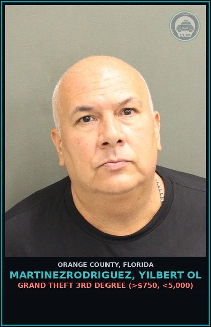 CCW arrest card for MARTINEZRODRIGUEZ, YILBERT OL in Orange County: GRAND THEFT 3RD DEGREE (>$750, <5,000)