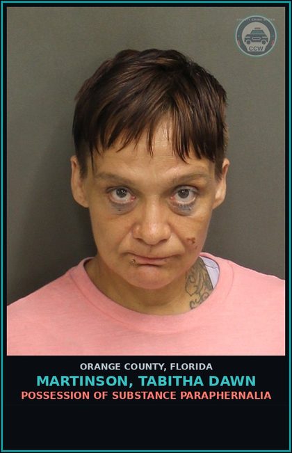 CCW arrest card for MARTINSON, TABITHA DAWN in Orange County: POSSESSION OF DRUG PARAPHERNALIA
