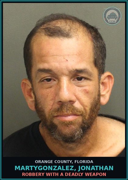 CCW arrest card for MARTYGONZALEZ, JONATHAN in Orange County: AGGRAVATED ASSAULT WITH A DEADLY WEAPON