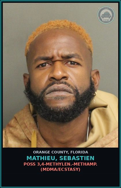CCW arrest card for MATHIEU, SEBASTIEN in Orange County: POSS. OF COCAINE W/INTENT TO SELL/DELIVER