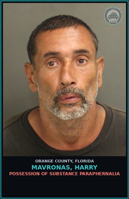CCW arrest card for MAVRONAS, HARRY in Orange County: POSSESSION OF DRUG PARAPHERNALIA