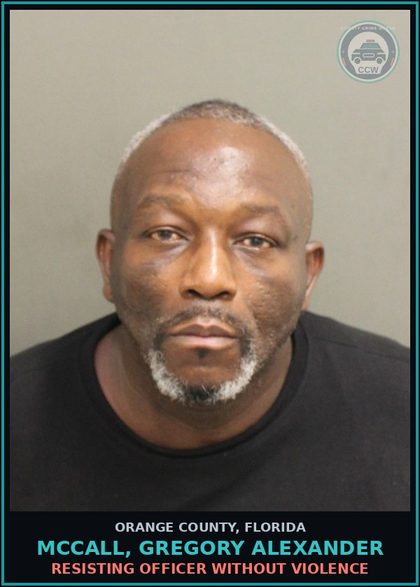 CCW arrest card for MCCALL, GREGORY ALEXANDER in Orange County: STATE MISDEMEANORS