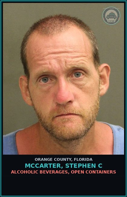 CCW arrest card for MCCARTER, STEPHEN C in Orange County: ALCOHOLIC BEVERAGES, OPEN CONTAINERS