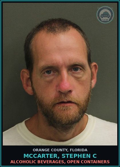CCW arrest card for MCCARTER, STEPHEN C in Orange County: ALCOHOLIC BEVERAGES, OPEN CONTAINERS