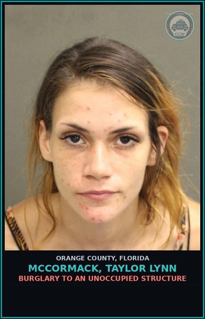 CCW arrest card for MCCORMACK, TAYLOR LYNN in Orange County: POSSESSION OF Methamp