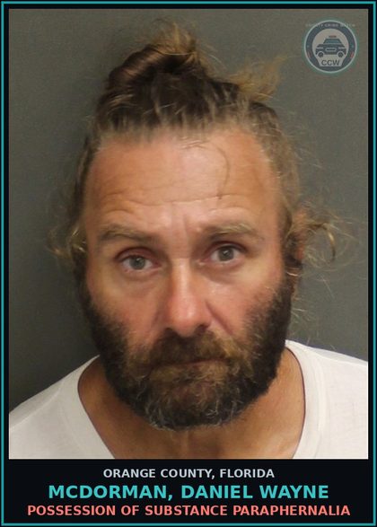 CCW arrest card for MCDORMAN, DANIEL WAYNE in Orange County: POSSESSION OF DRUG PARAPHERNALIA