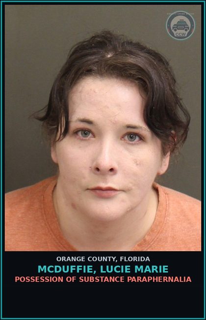 CCW arrest card for MCDUFFIE, LUCIE MARIE in Orange County: RESISTING OFFICER WITHOUT VIOLENCE