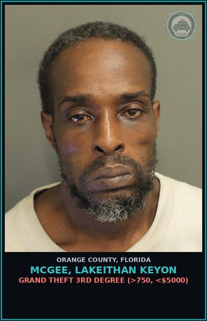 CCW arrest card for MCGEE, LAKEITHAN KEYON in Orange County: FAILURE TO APPEAR-FELONY WARRANT