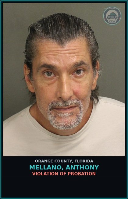 CCW arrest card for MELLANO, ANTHONY in Orange County: VIOLATION OF PROBATION