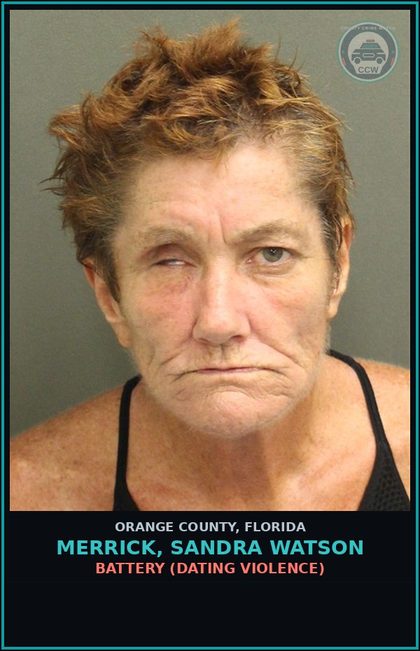 CCW arrest card for MERRICK, SANDRA WATSON in Orange County: BATTERY (DATING VIOLENCE)