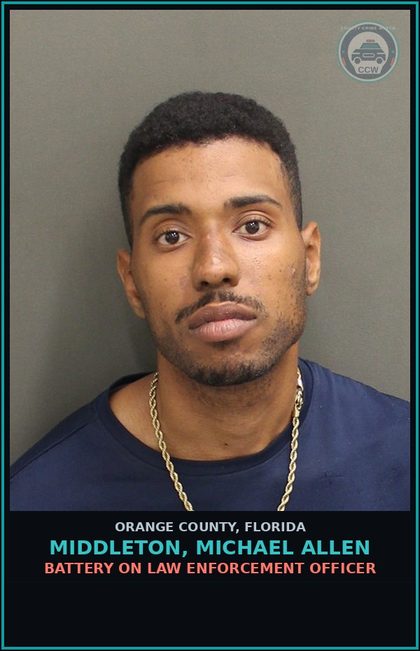 CCW arrest card for MIDDLETON, MICHAEL ALLEN in Orange County: BATTERY ON LAW ENFORCEMENT OFFICER