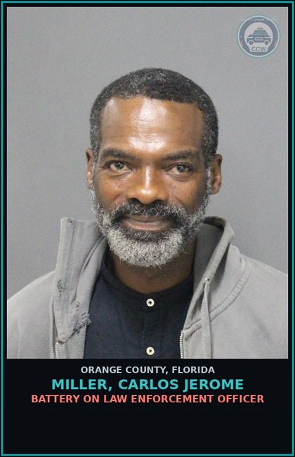 CCW arrest card for MILLER, CARLOS JEROME in Orange County: RESISTING OFFICER WITHOUT VIOLENCE