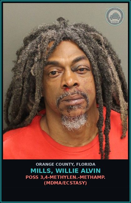 CCW arrest card for MILLS, WILLIE ALVIN in Orange County: RESISTING OFFICER WITHOUT VIOLENCE
