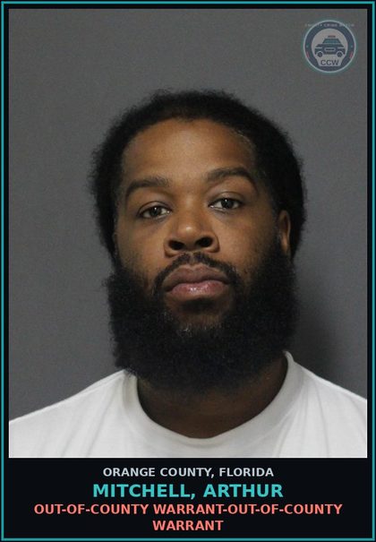 CCW arrest card for MITCHELL, ARTHUR in Orange County: OUT-OF-COUNTY WARRANT-OUT-OF-COUNTY WARRANT