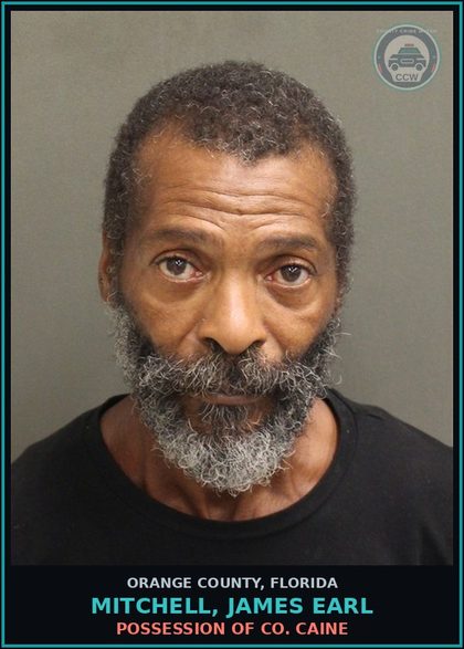 CCW arrest card for MITCHELL, JAMES EARL in Orange County: POSSESSION OF COCAINE