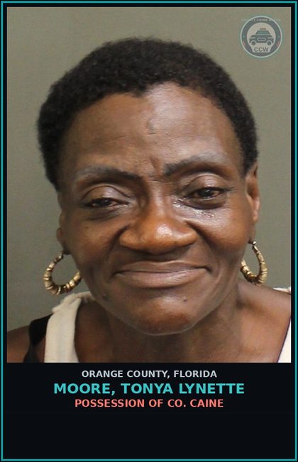 CCW arrest card for MOORE, TONYA LYNETTE in Orange County: POSSESSION OF COCAINE
