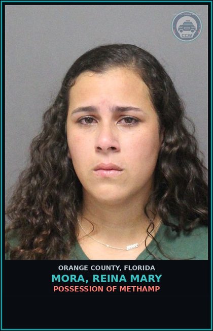 CCW arrest card for MORA, REINA MARY in Orange County: POSSESSION OF Methamp