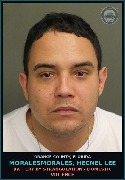 CCW arrest card for MORALESMORALES, HECNEL LEE in Orange County: BATTERY BY STRANGULATION - DOMESTIC VIOLENCE