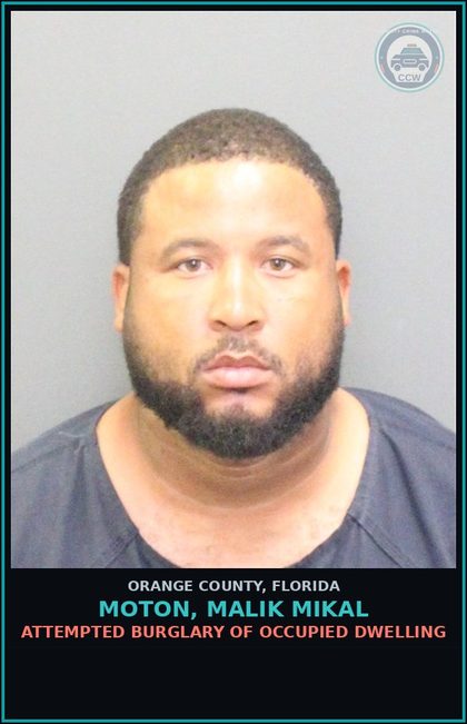 CCW arrest card for MOTON, MALIK MIKAL in Orange County: BATTERY