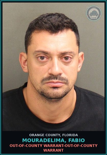 CCW arrest card for MOURADELIMA, FABIO in Orange County: OUT-OF-COUNTY WARRANT-OUT-OF-COUNTY WARRANT