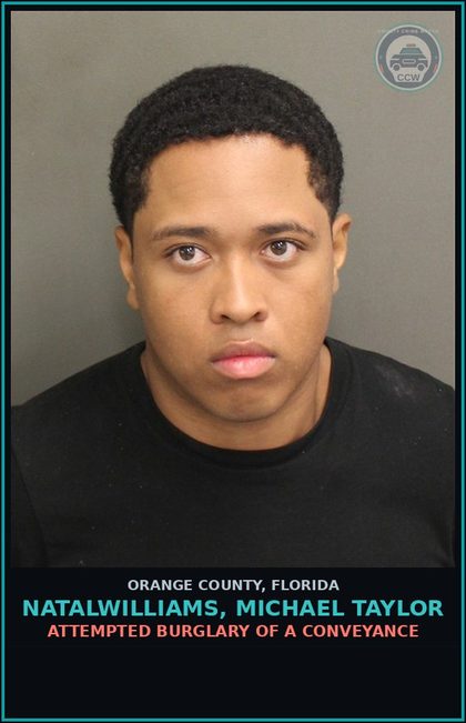 CCW arrest card for NATALWILLIAMS, MICHAEL TAYLOR in Orange County: ATTEMPTED BURGLARY OF A CONVEYANCE