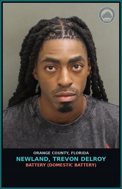 CCW arrest card for NEWLAND, TREVON DELROY in Orange County: BATTERY (DOMESTIC BATTERY)
